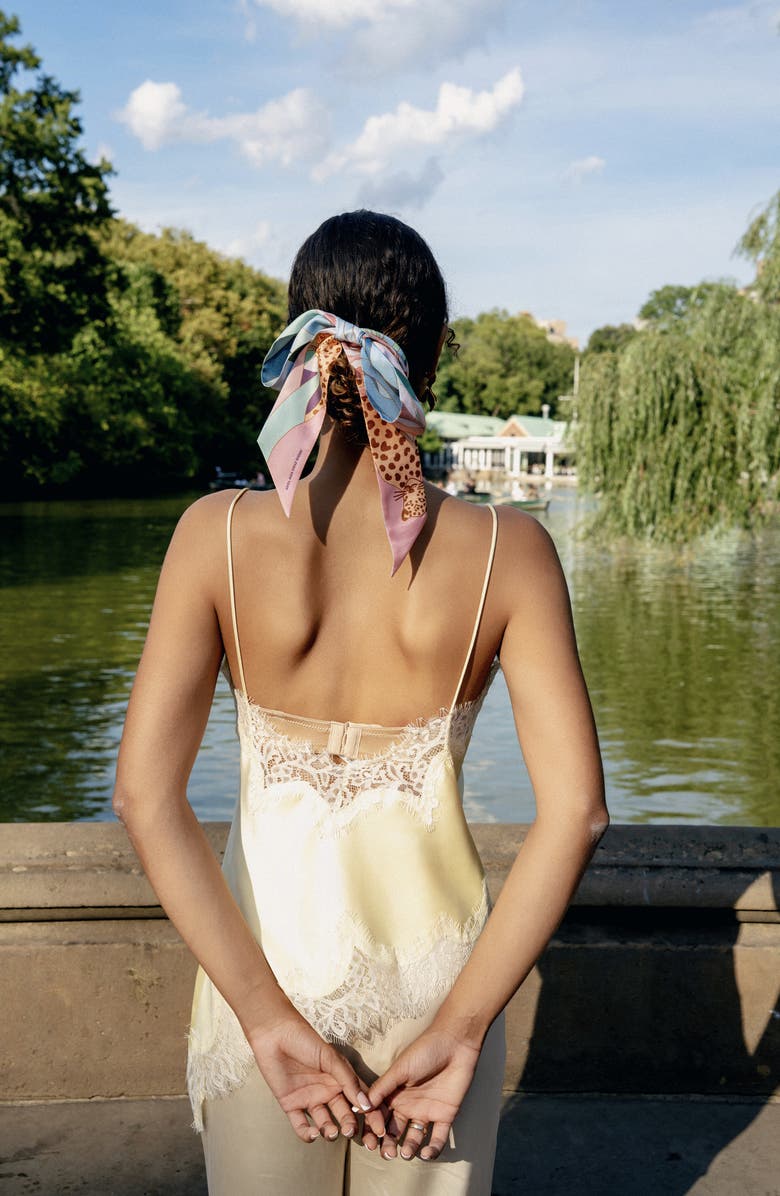 Jessie Zhao New York Silk Skinny Scarf Indoor Forest, Alternate, color, Blue