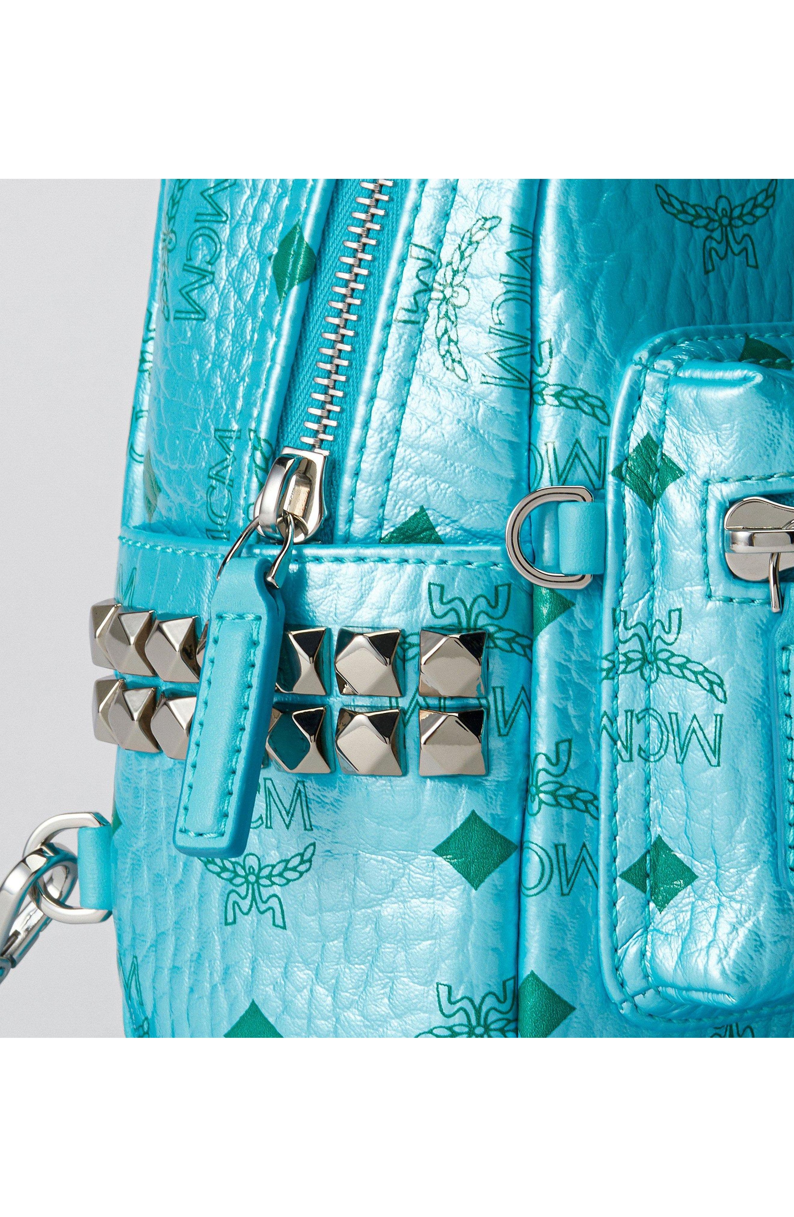 X-Mini Stark Bebe Boo Side Studs Backpack in Visetos, Alternate, color, Blue Ceramic