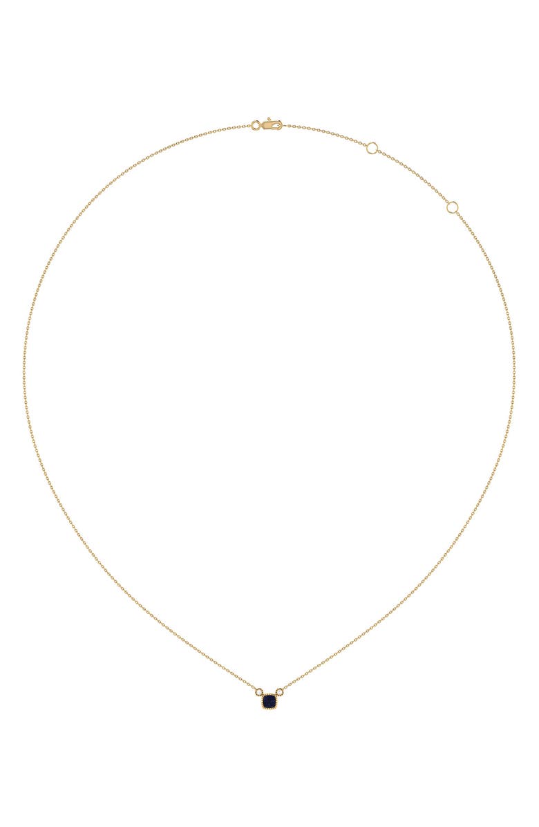 LuvMyJewelry Cushion Cut Sapphire & Diamond Necklace, Alternate, color, 14K Yellow Gold/ Sapphire