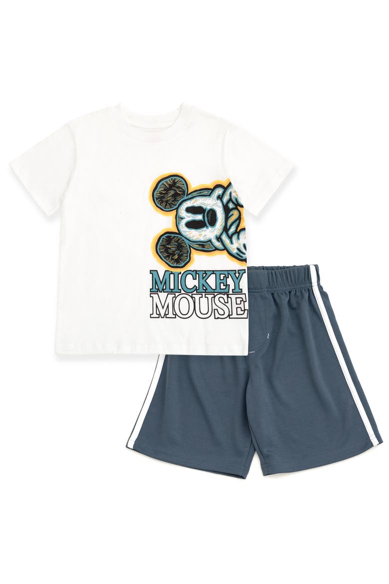 Mickey Mouse 2-Piece T-Shirt and Shorts Set, Main, color, Mickey White Blue