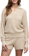 Barefoot Dreams® Heathered Cotton Tulip Pointelle Collared Pullover
