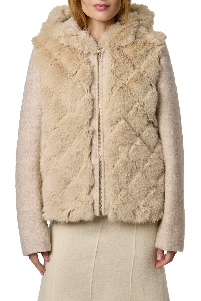 Darien Faux Fur & Bouclé Jacket, Main, color, BEIGE
