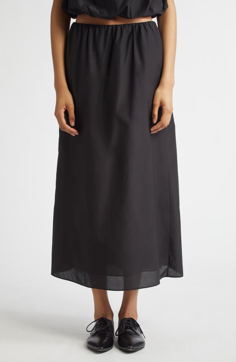 LOULOU DE SAISON Carmen Cotton & Silk Voile Maxi Skirt, Main, color, Black