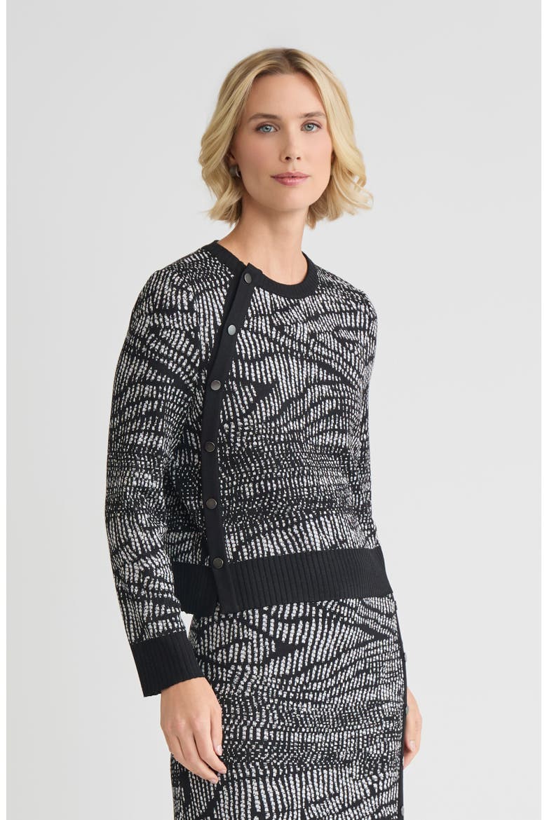 Abstract Animal Print Soft Knit Sweater, Alternate, color, Black/White