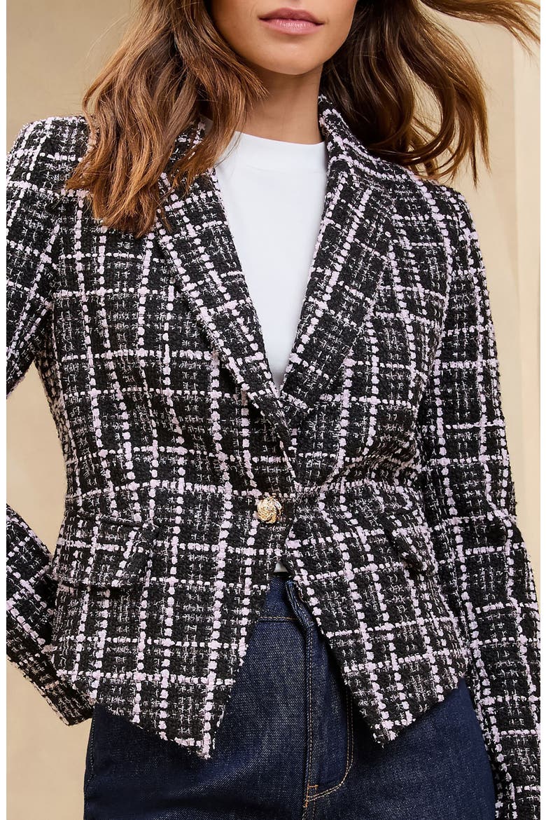 Bouclé Crop Blazer, Alternate, color, BLACK