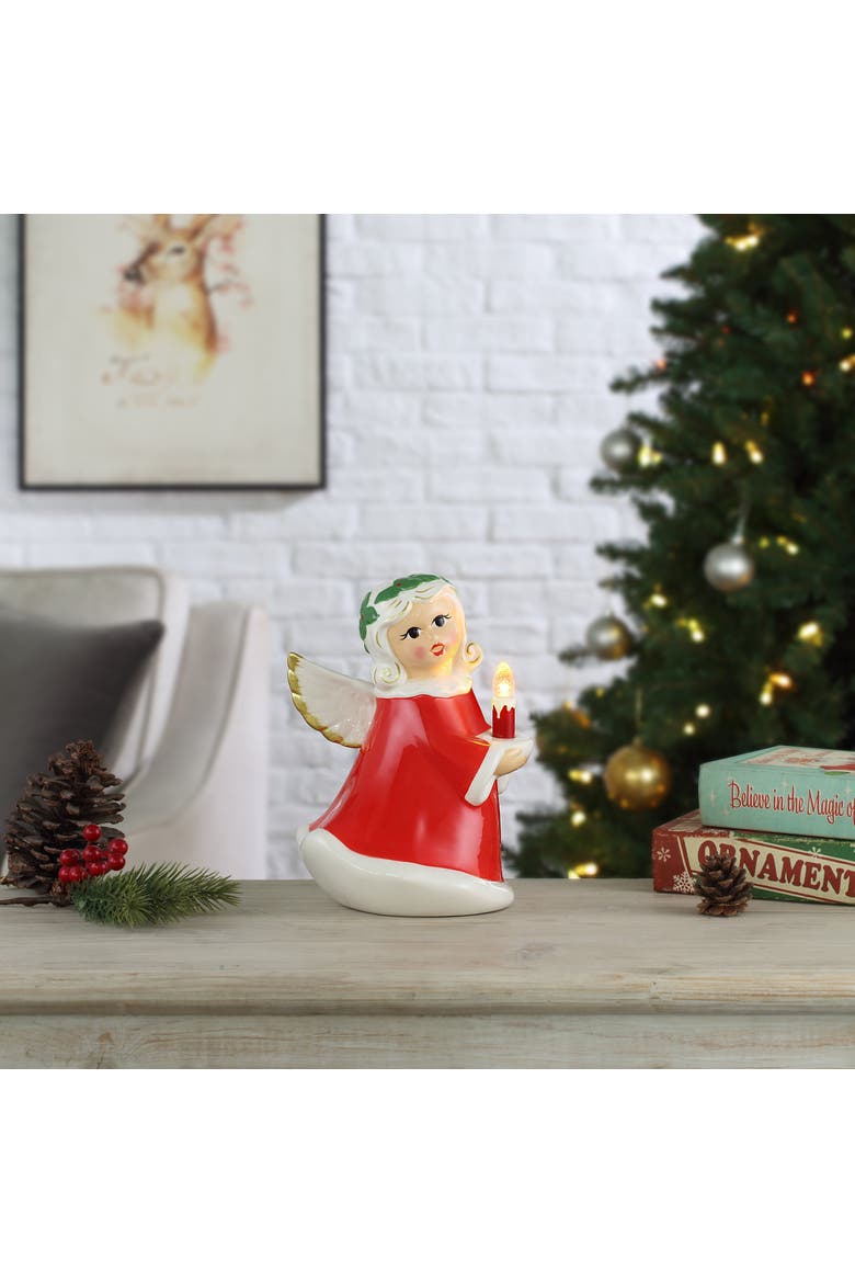 9 in. Nostalgic Ceramic Figure - White Angel, Alternate, color, Multicolor