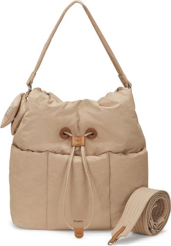 Oryany Leather Trimmed Hobo Shoulder shops Bag Crossbody Strap Green Beige Gold Tote