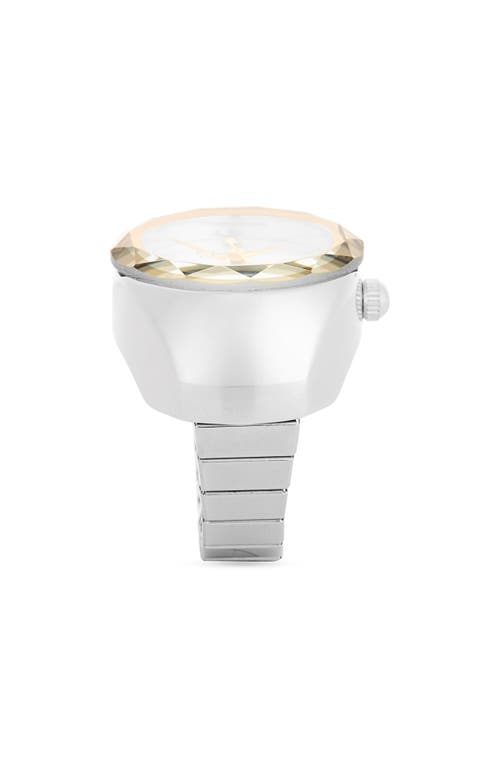 Jessica Simpson Two-tone Faceted Bezel Ring Watch, 25mm In Silver