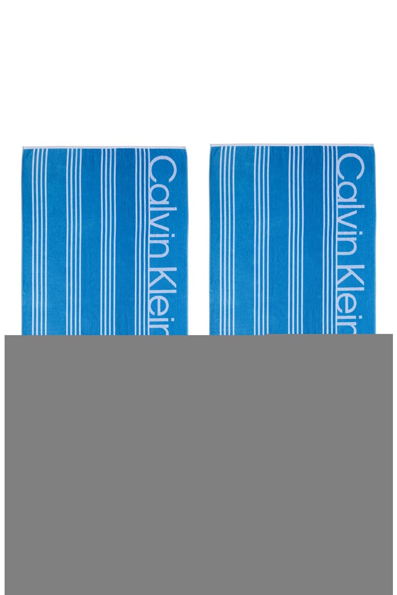 Logo Pinstripe 2-Piece Beach Towel Set, Main, color, MEDIUM / DARK BLUE