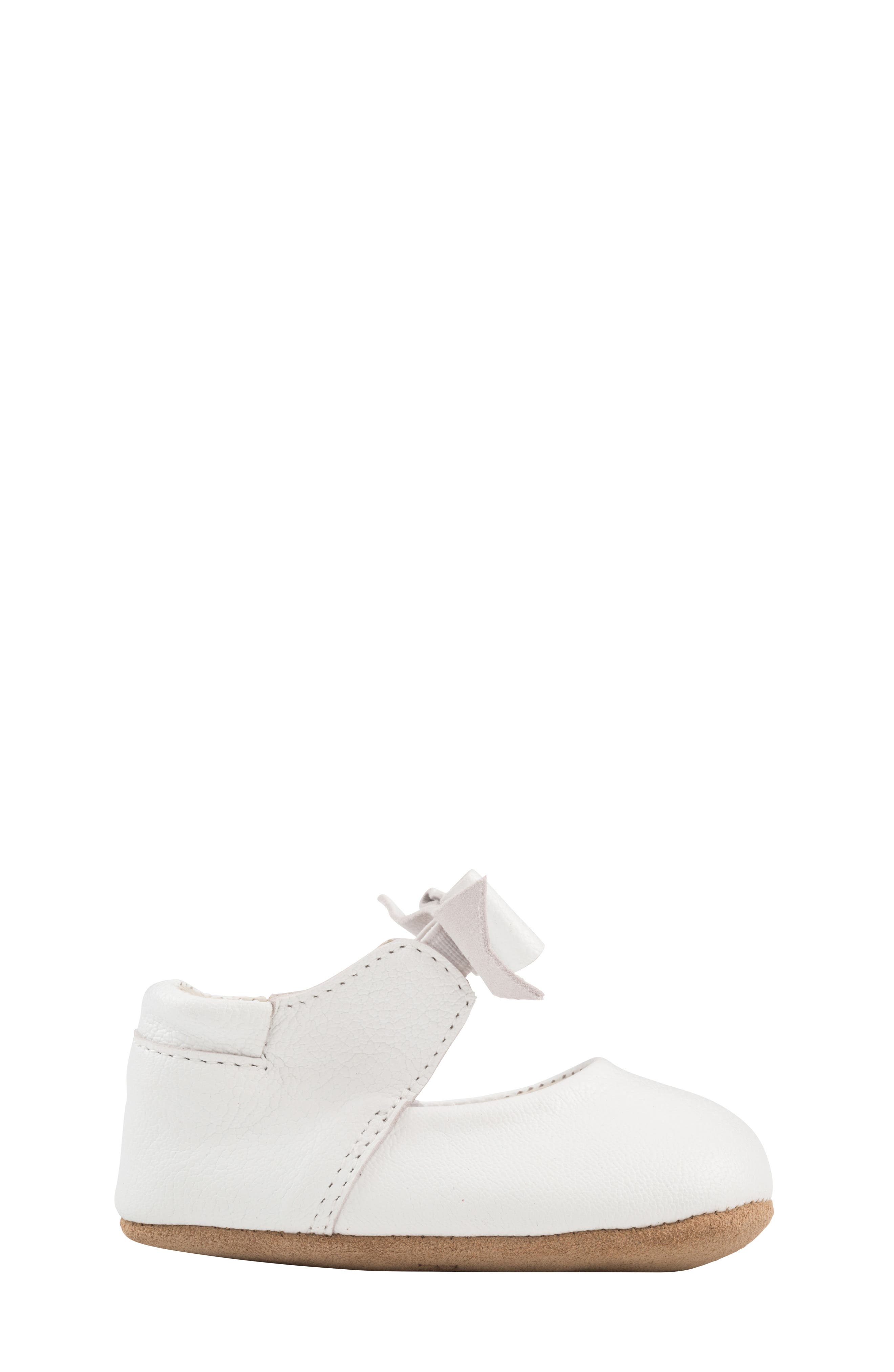 Robeez<sup>®</sup> Sofia Bow Mary Jane Crib Shoe, Alternate, color, White