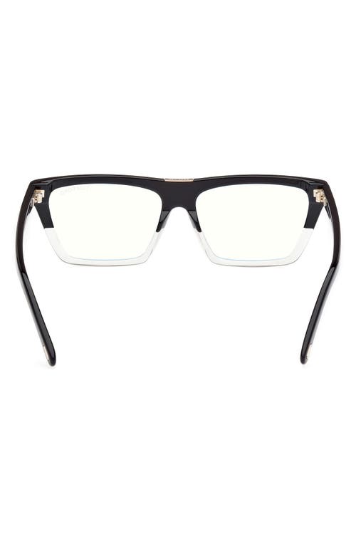 Tom Ford 57mm Square Blue Light Blocking Glasses In Black
