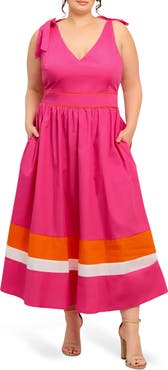 FLYING TOMATO Bow Strap Midi Dress