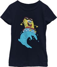 SpongeBob SquarePants Girl's SpongeBob SquarePants Cool Surfing Waves Graphic T-Shirt