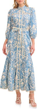 Avec Les Filles Cotton Poplin Floral Maxi Dress