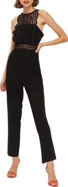 Topshop Saskia Lace Trim Jumpsuit