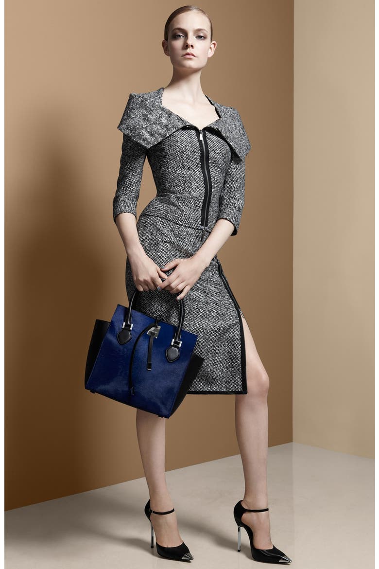 Origami Collar Tweed Jacket, Alternate, color, BLACK/ WHITE