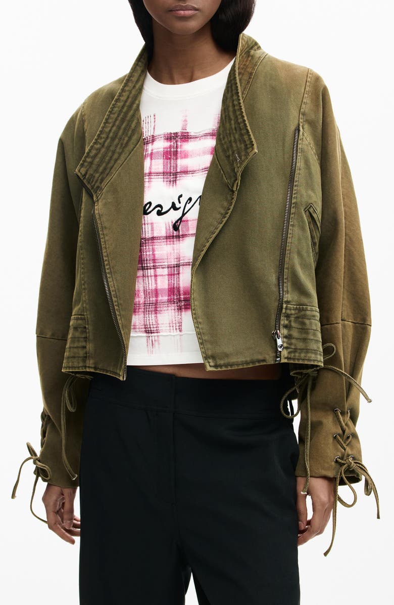 Desigual Cotton Twill Utility Jacket, Main, color, Military Green