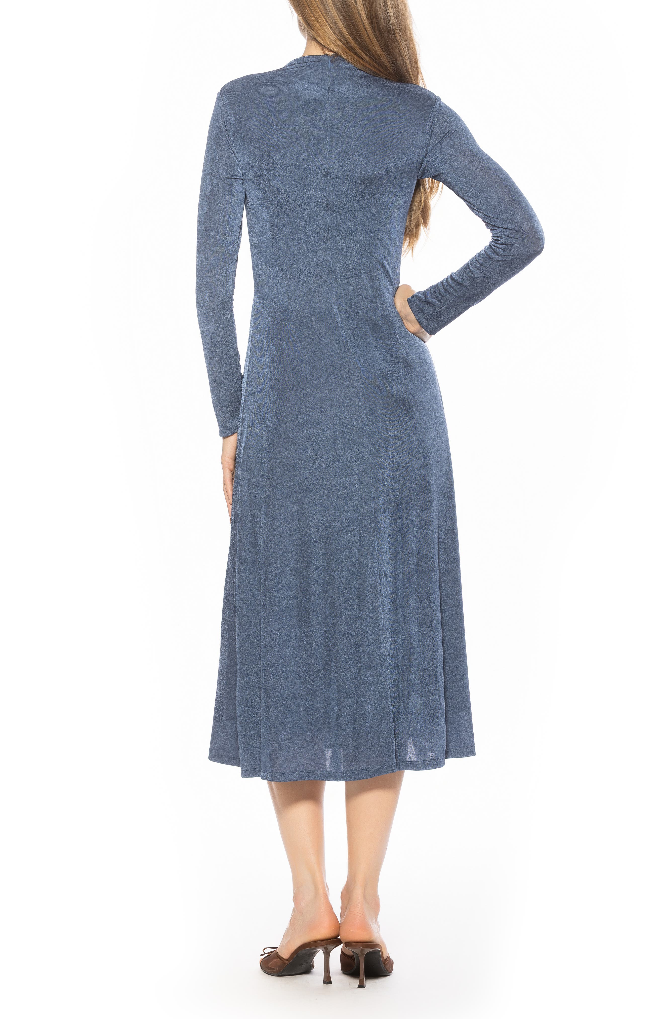 Marla Long Sleeve Draped Midi Dress - image 4