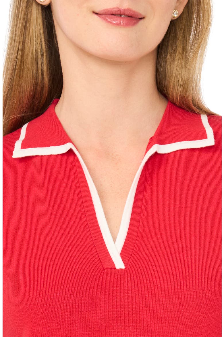 Piped Sleeveless Polo, Alternate, color, ROMA RED