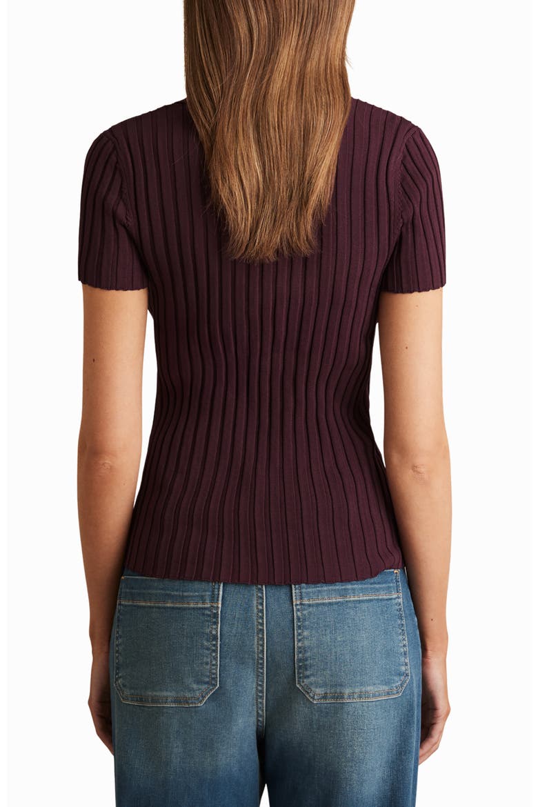 Poppy Lace-Up Polo Sweater, Alternate, color, BURGUNDY