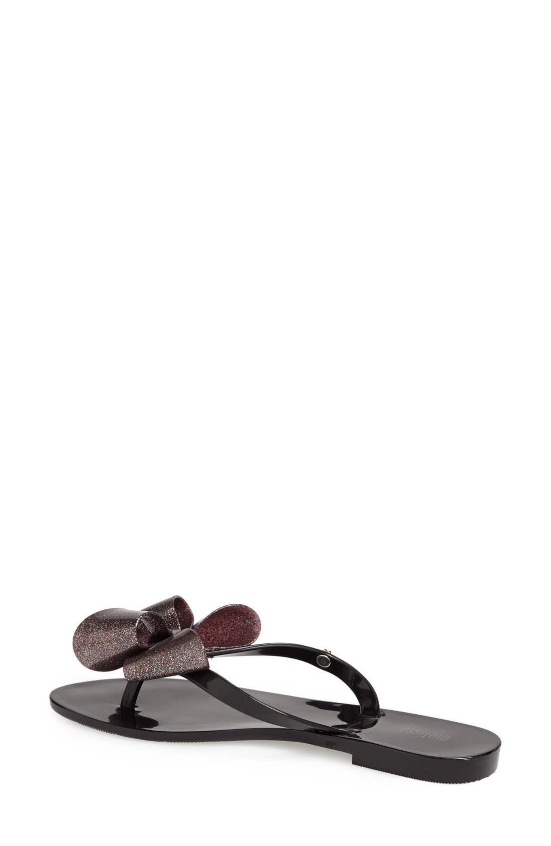 'Harmonic Bow' Jelly Thong Sandal, Alternate, color, BLACK