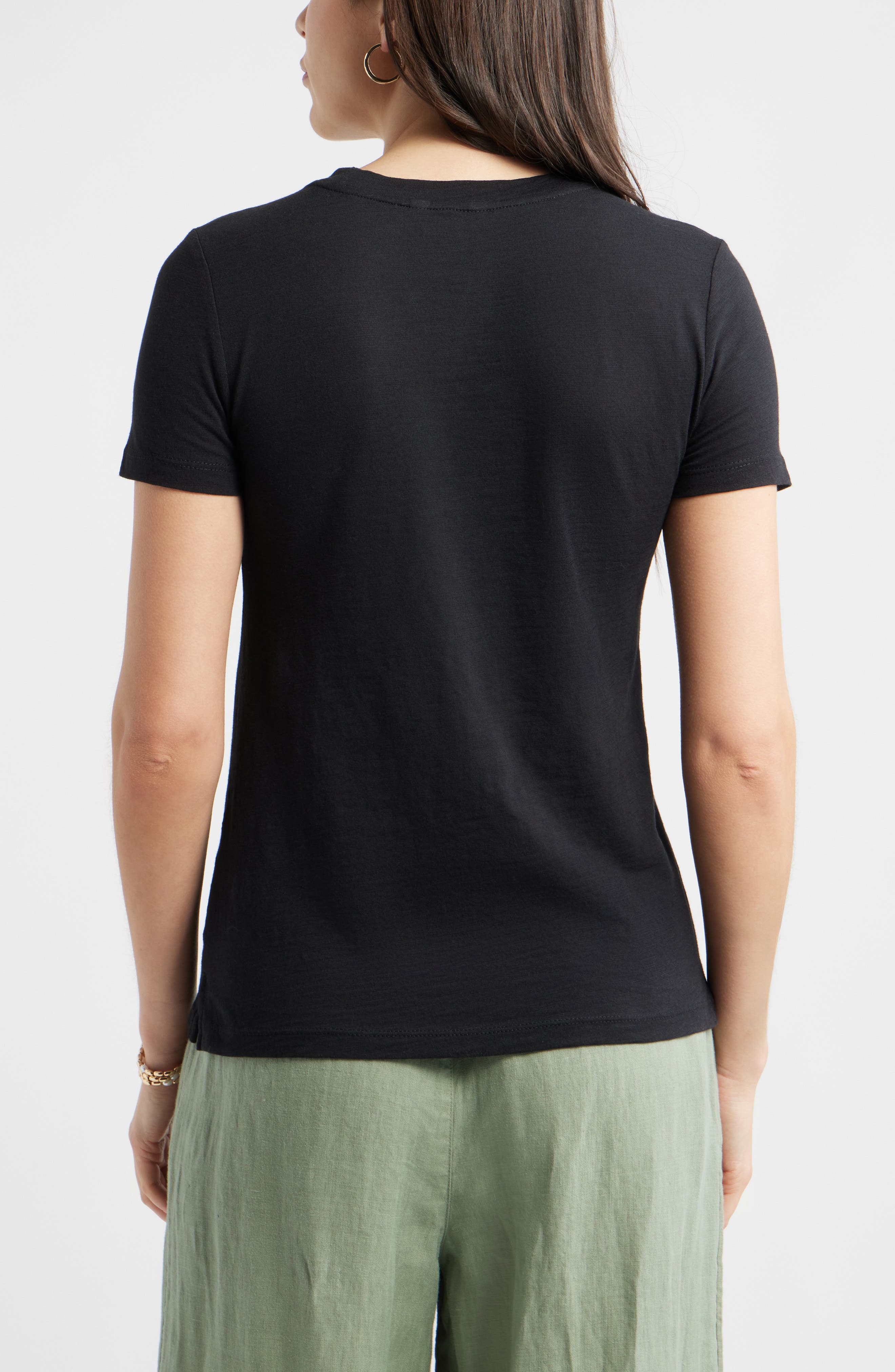 Женские Caslon® Cotton Blend Crewneck T-Shirt — фото 3