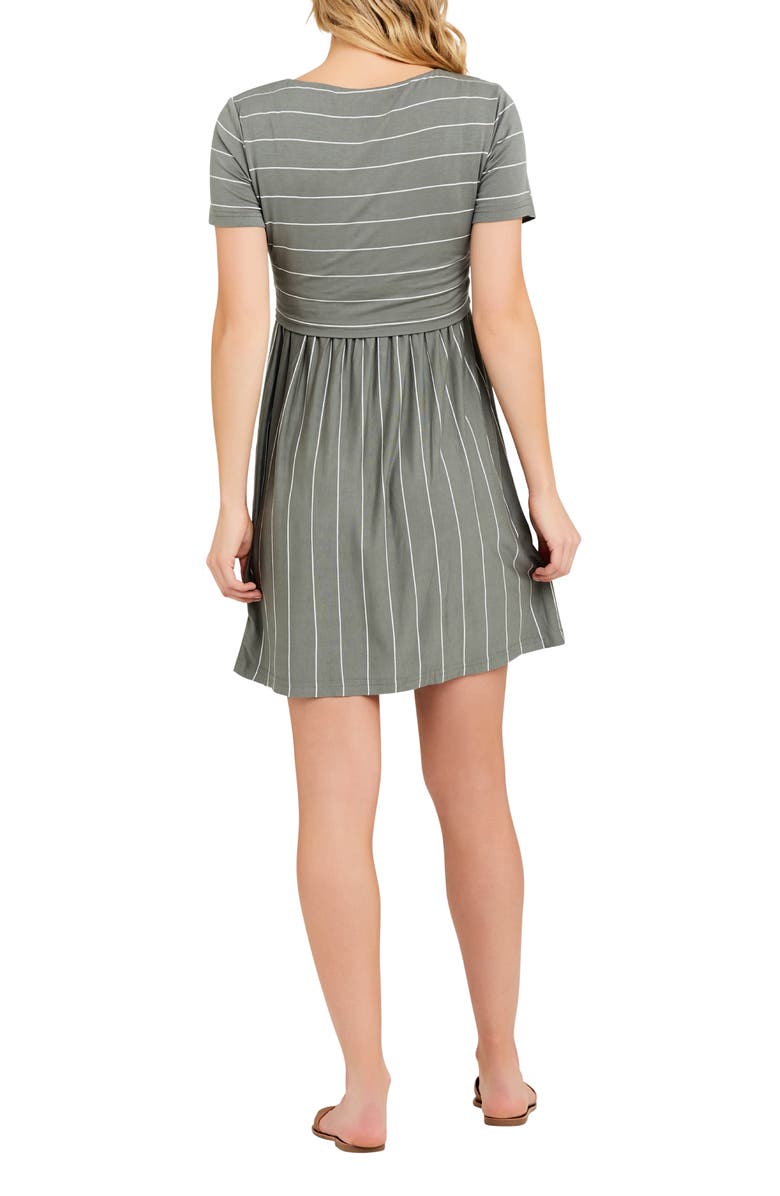 Ripe Maternity Crop Top Nursing Dress, Alternate, color, Olive / White