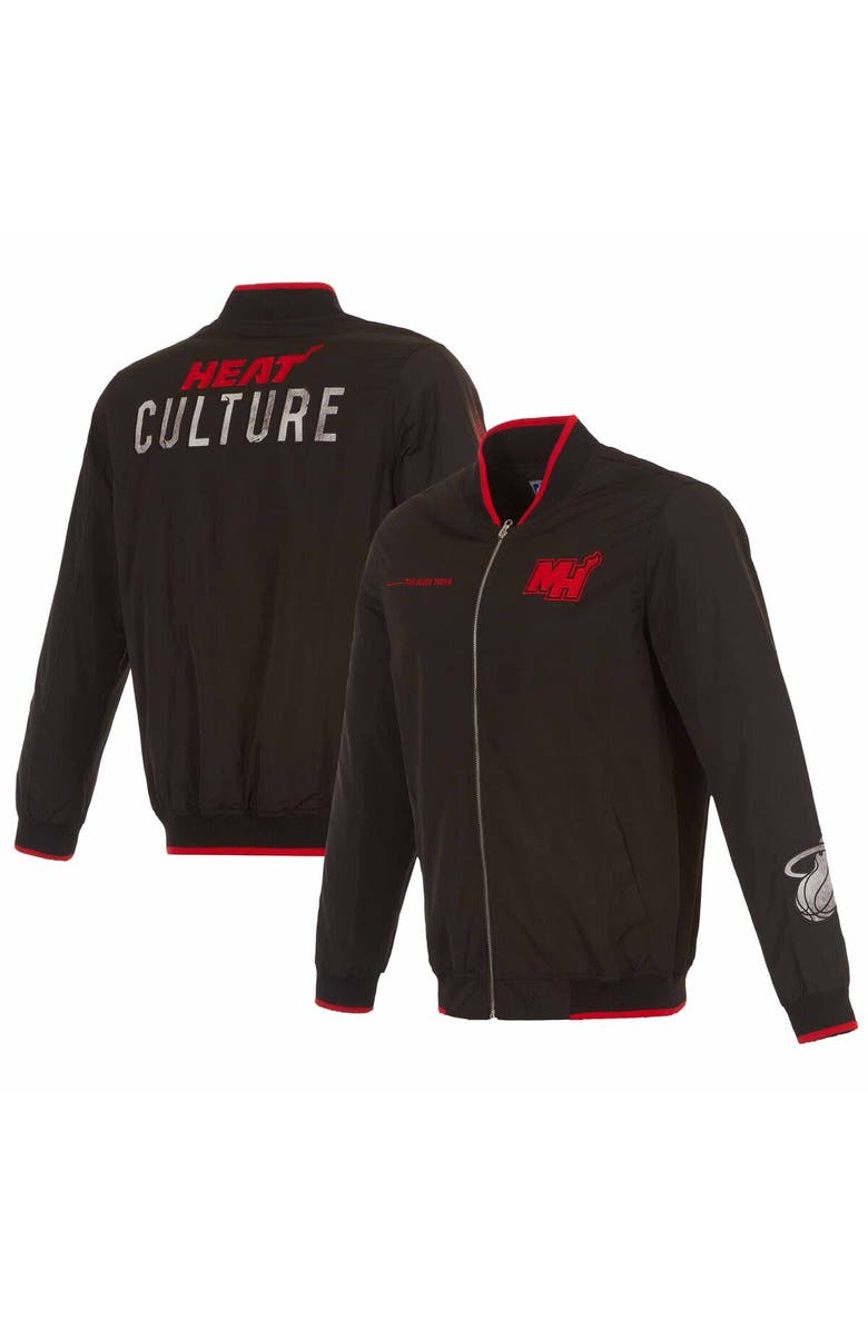 JH DESIGN Men's JH Design Black Miami Heat 2023/24 City Edition Full-Zip Bomber Jacket, Alternate, color, 
