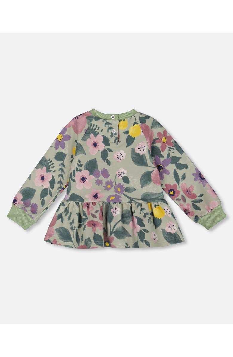 Deux par Deux Stretch Fleece Sweatshirt, Alternate, color, Sage Floral