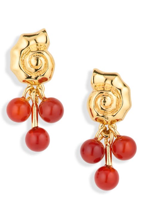 Demi-Fine Beaded Cluster Shell Stud Earrings