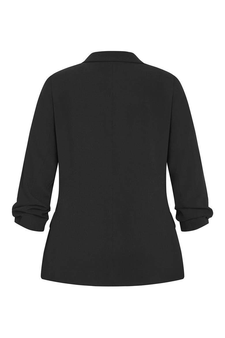Abbie Ruched Sleeve Blazer, Alternate, color, BLACK