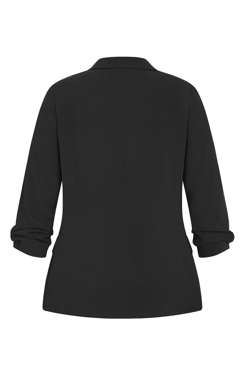 City Chic Abbie Ruched Sleeve Blazer, Alternate, color, Black