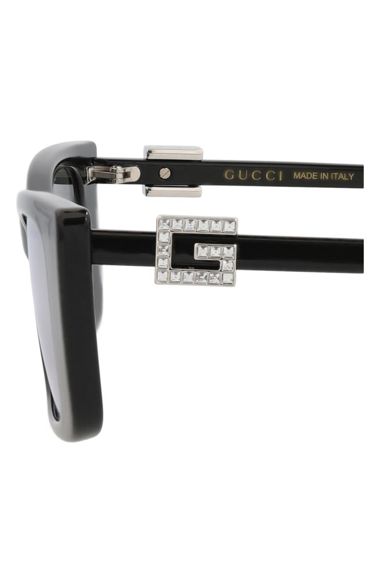 Gucci 53mm Cat Eye Sunglasses, Alternate, color, Black Black Silver