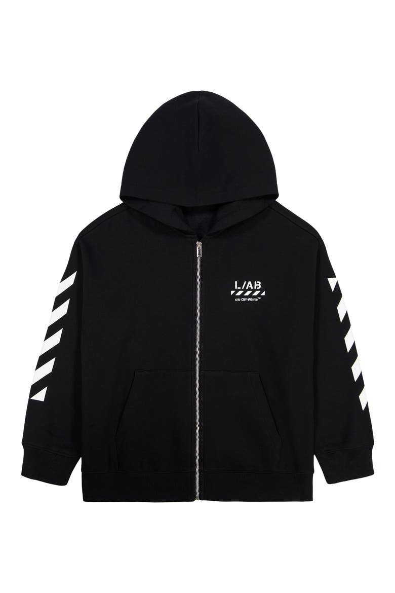 Kids' Diag Full Zip Graphic Hoodie, Main, color, BLACK