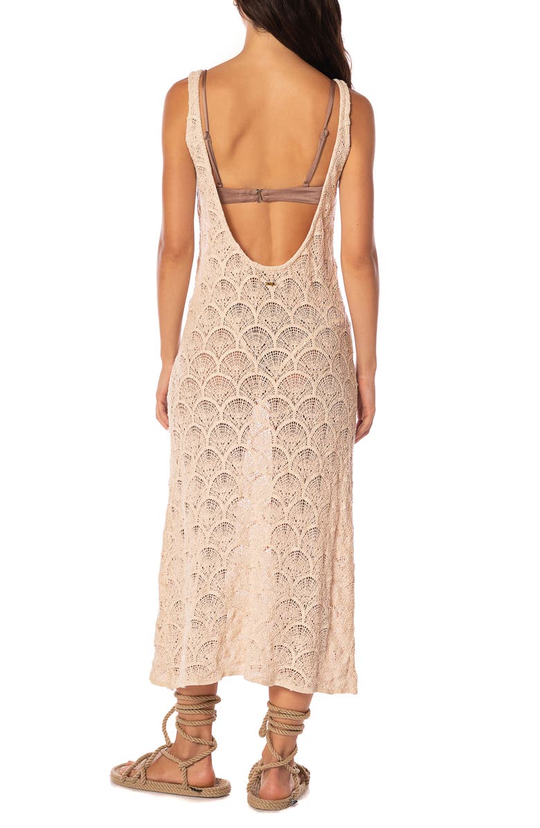 Maaji Wavy Shell Quartz Crochet Cover-Up Dress, Alternate, color, Beige Overflow