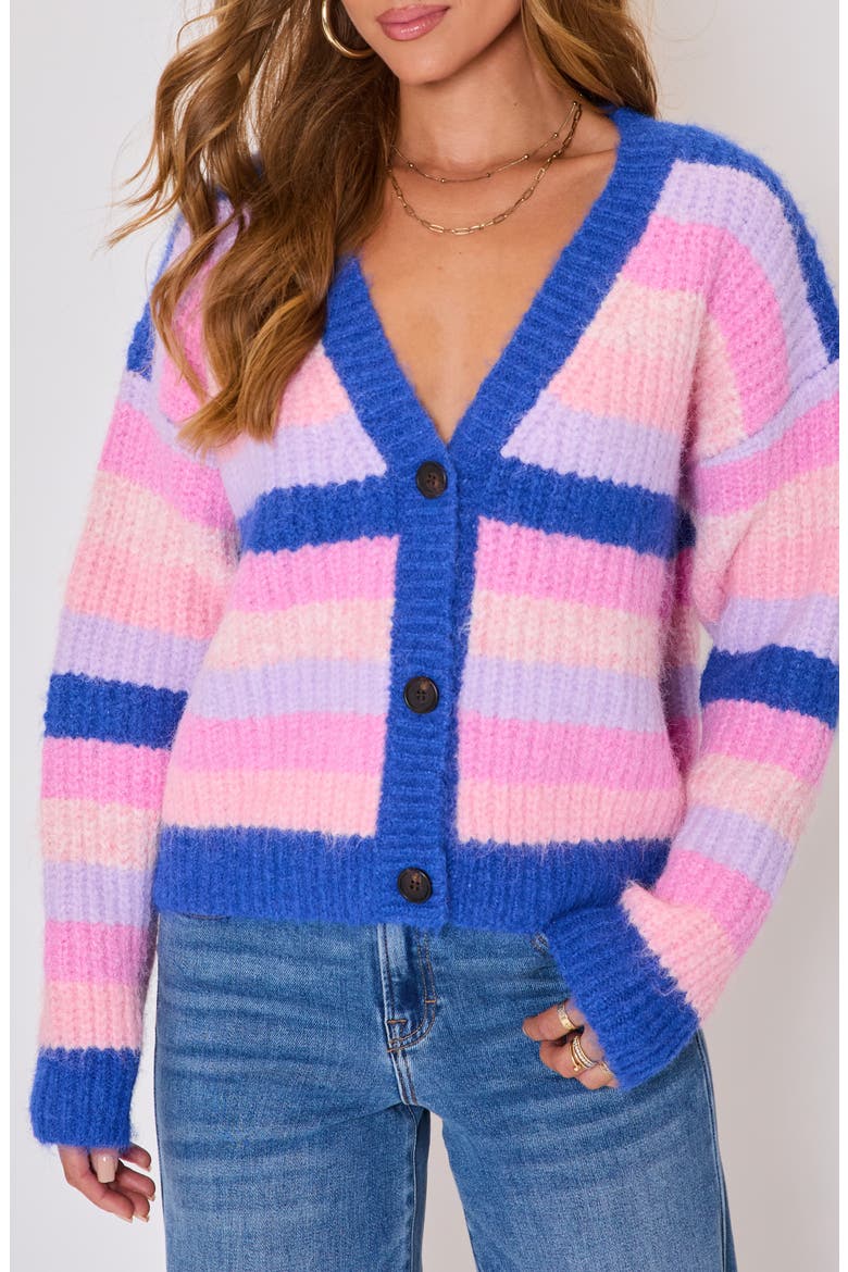 Mood Boost Stripe Cardigan, Alternate, color, PURPLE COMBO