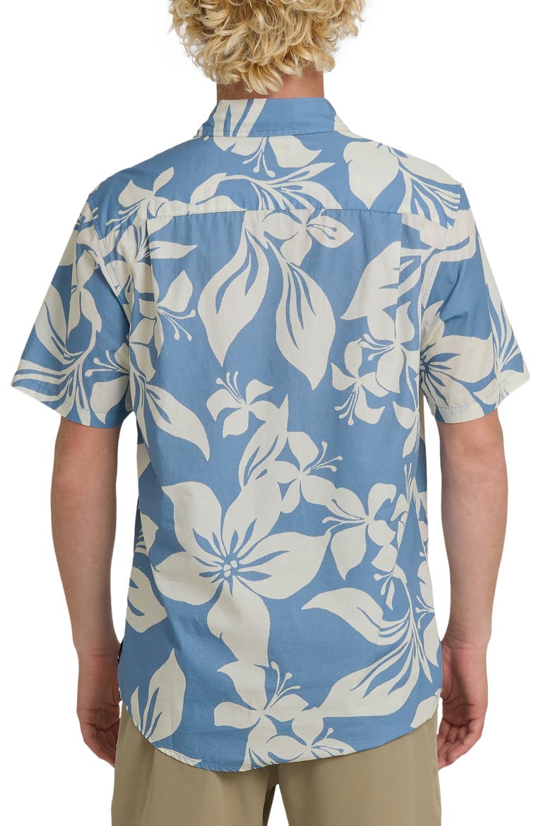 Kailua Floral Classic Short Sleeve Cotton Button-Up Shirt, Alternate, color, RIVIERA