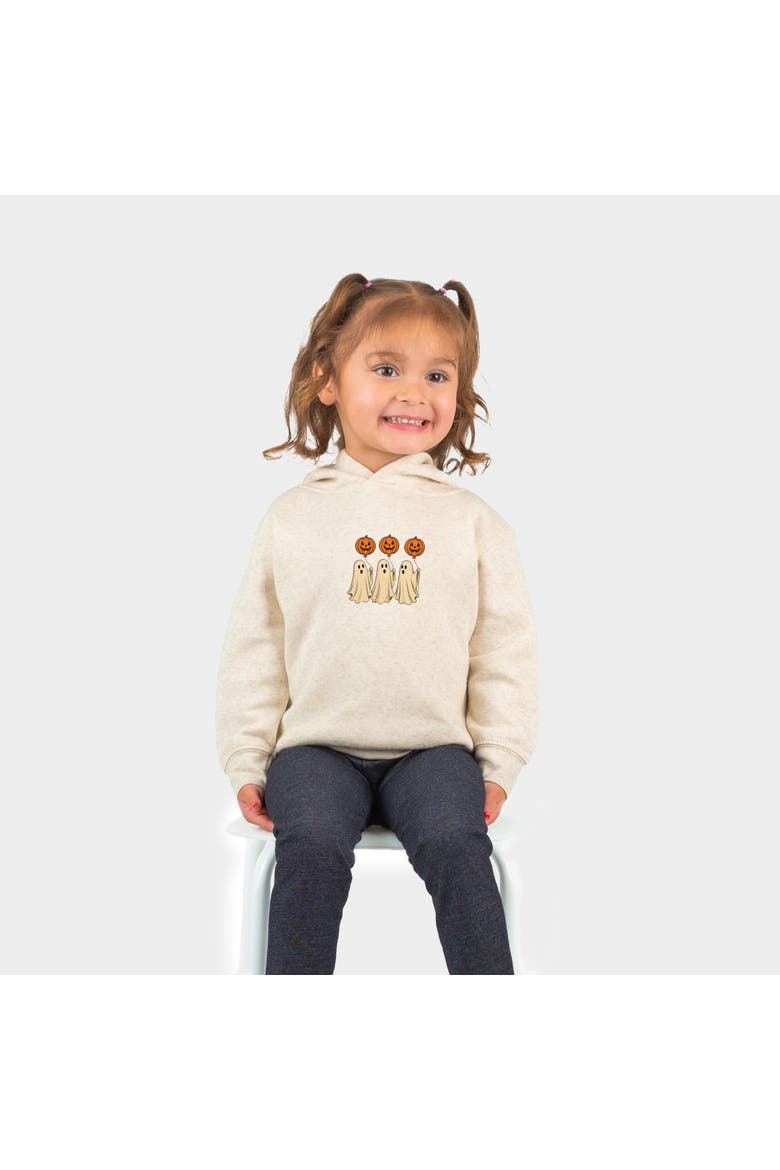 Ghosts With Pumpkins Toddler Hoodie, Main, color, Natural