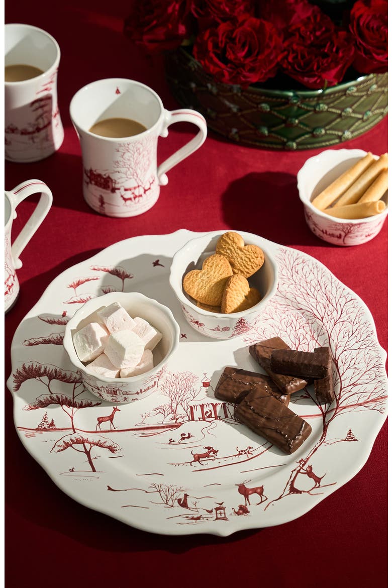 Country Estate Winter Frolic Plate, Alternate, color, RUBY