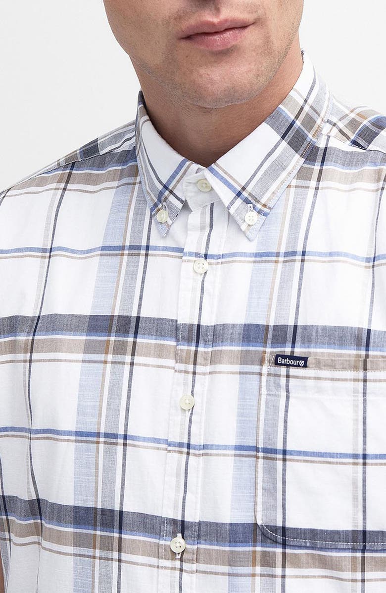 Barbour Dudley Plaid Short Sleeve Cotton Button-Up Shirt, Alternate, color, Navy