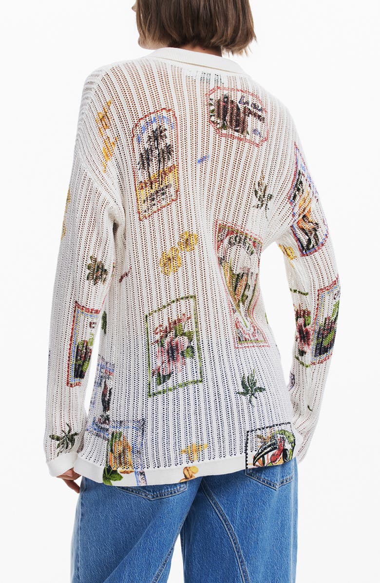 Desigual Garden Print Open Stitch Cardigan, Alternate, color,