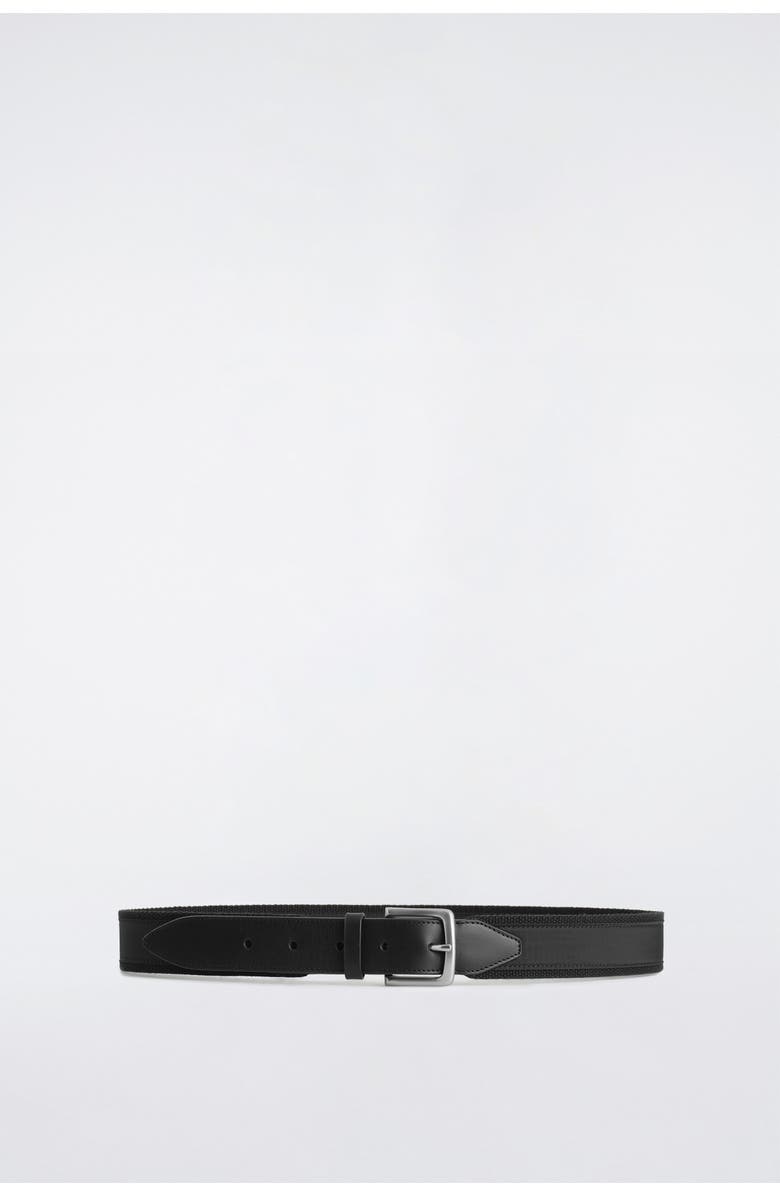 COS Leather-Trimmed Webbing Belt, Alternate, color, Black
