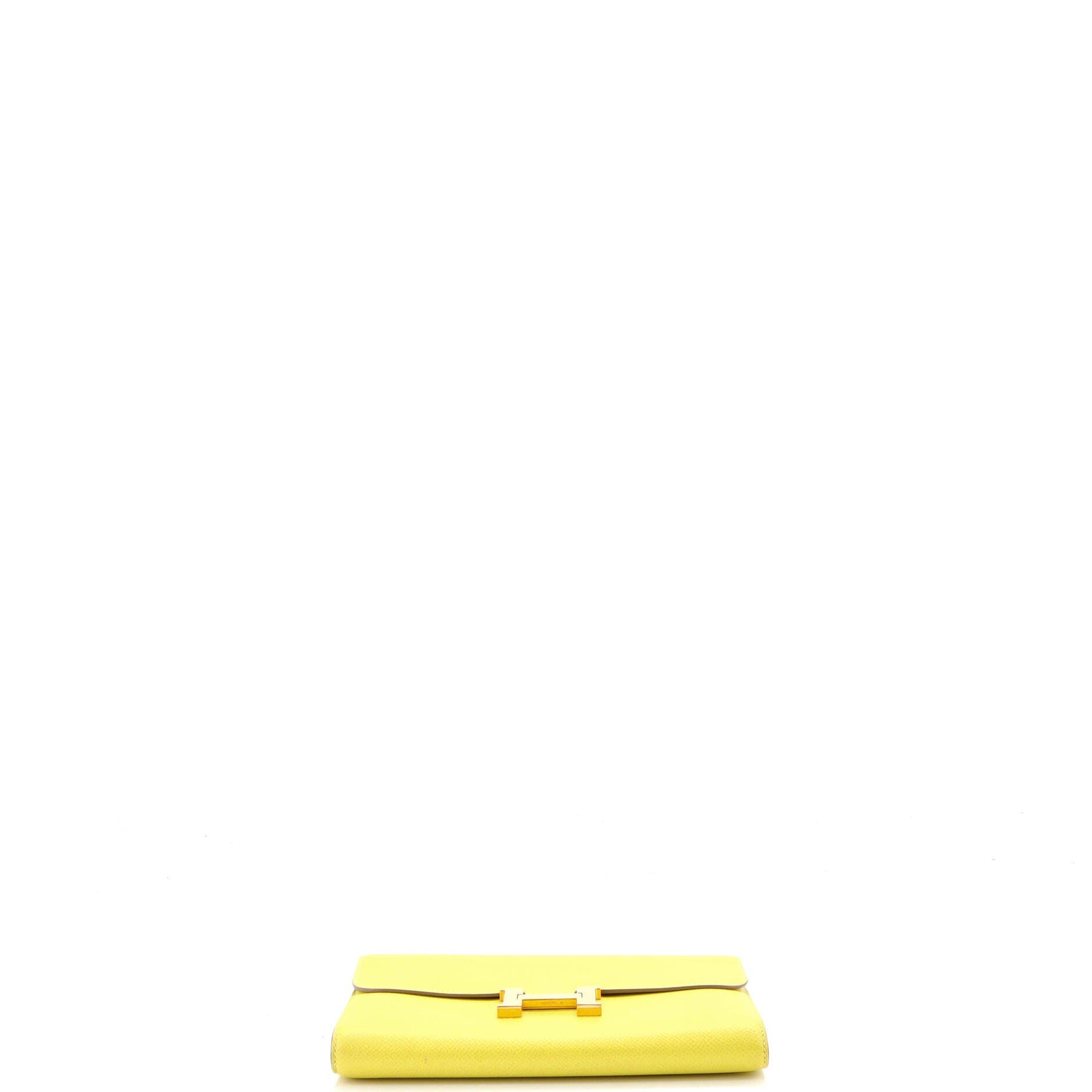 Pre-Owned Hermes Constance Wallet Epsom Long, Alternate, color, Lime