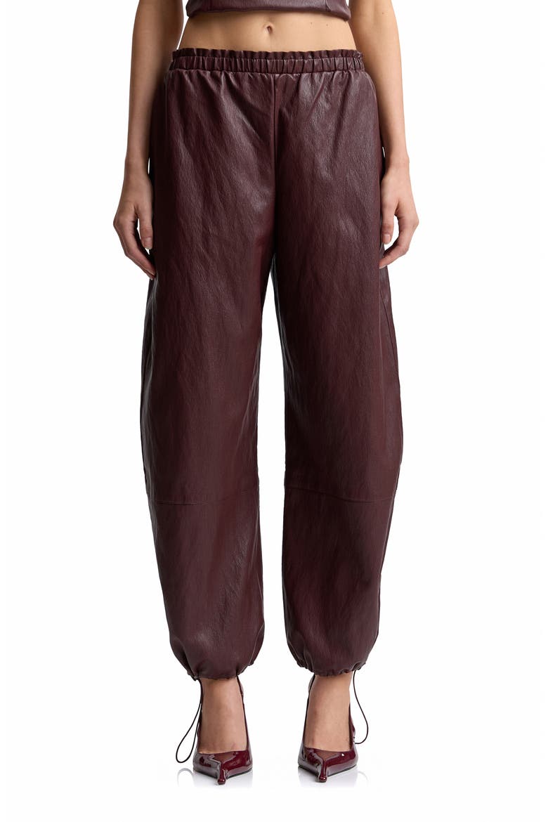 Elastic Waist Faux Leather Balloon Pants, Main, color, BORDEAUX
