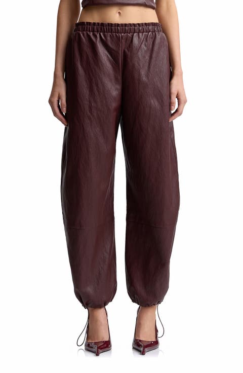 Elastic Waist Faux Leather Balloon Pants