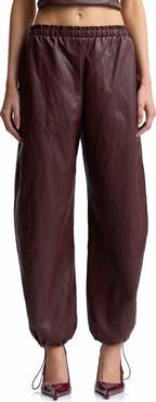 Avec Les Filles Elastic Waist Faux Leather Balloon Pants
