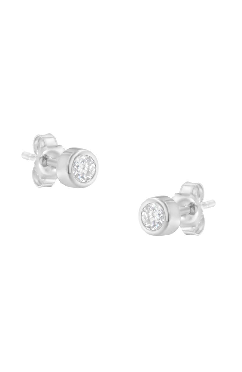 Haus of Brilliance 10K White Gold 1/5 Ct Diamond Bezel- Solitaire Stud Earrings, Main, color, White