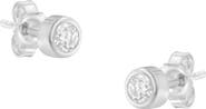 Haus of Brilliance 10K White Gold 1/5 Ct Diamond Bezel- Solitaire Stud Earrings