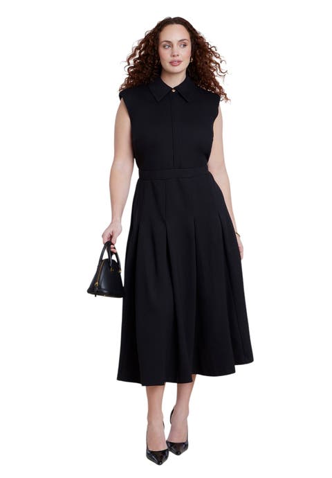 Ponte Sleeveless Midi Shirt Dress