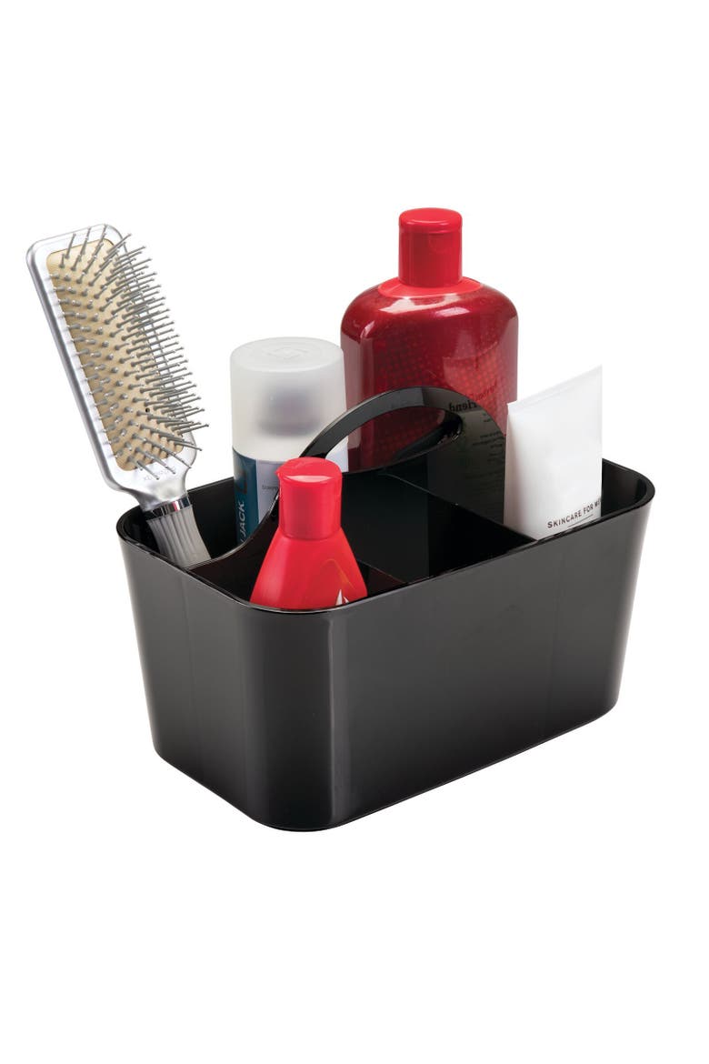 Plastic Shower Caddy Storage Organizer Basket with Handle, Alternate, color, Black